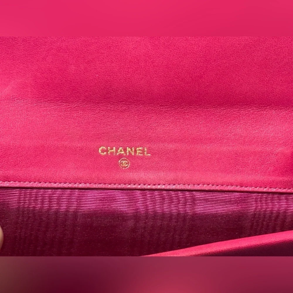 Chanel timeless double flap pink wallet